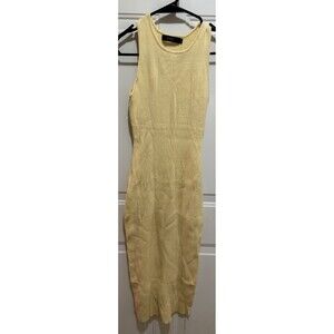 Nwot Womens Haeof Yellow Ribbed Full Length Sleeveless Sweater Dress Small